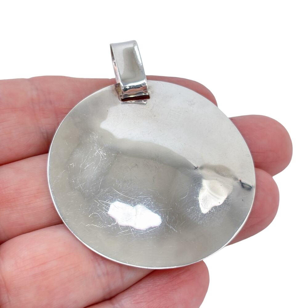 Vintage Sterling Silver 925 "One World" Round Pendant